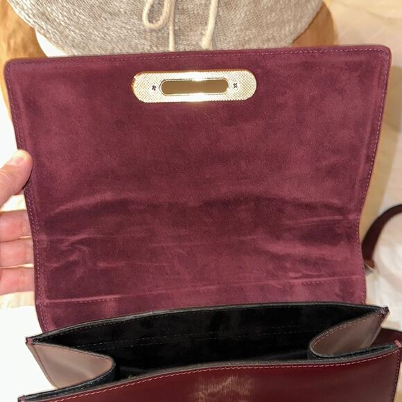 Roberta Prani Genuine Leather Burgundy “Chianti” Fur Handle Crossbody Bag - Picture 8 of 13